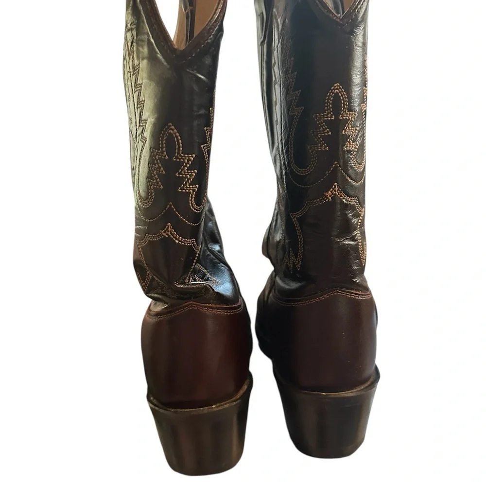 Old West Unisex Kids Leather Cowboy Boots 8.5 Brown